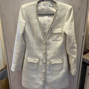 *Bridal Glam Civil Ceremony* Self Portrait White Embellished Tweed Mini Dress